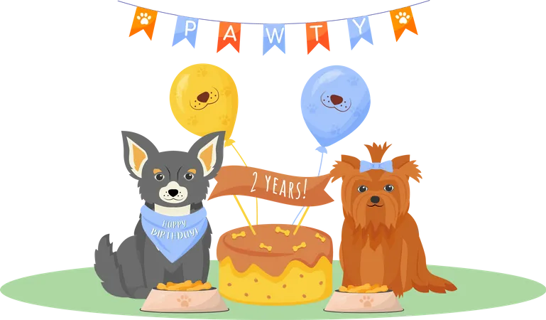 Geburtstag Hund  Illustration