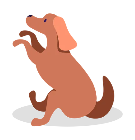 Hund sitzt mit erhobenen Pfoten  Illustration