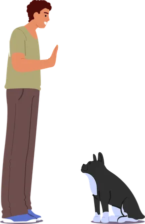 Hundetrainer unterrichtet Hund  Illustration