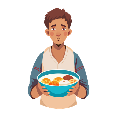 Hungry man asks for food  Illustration