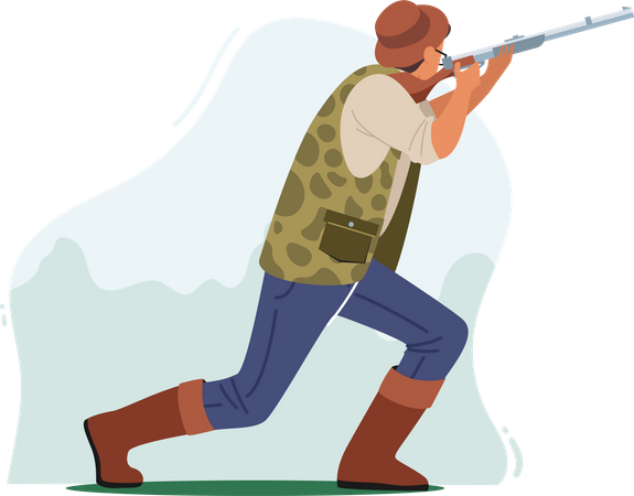 Hunter shoot with rifle hunting  Illustration