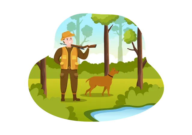 Hunter shooting  Illustration