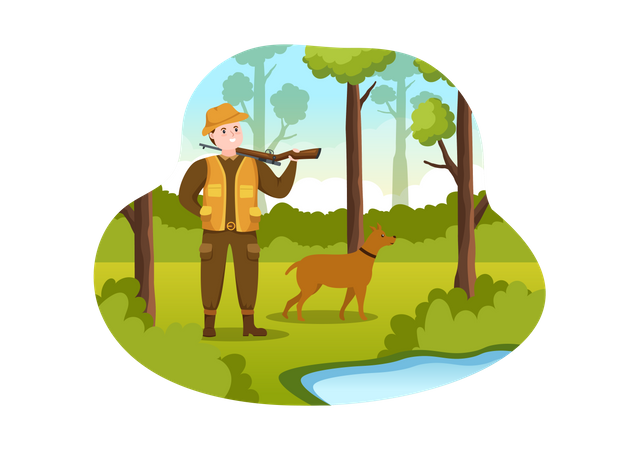 Hunter shooting  Illustration