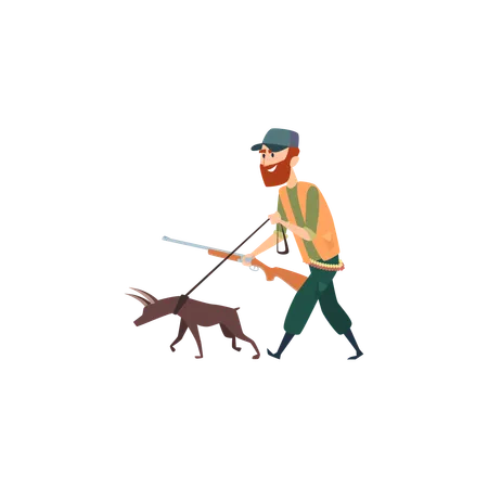 Hunters Sniper with dog  Illustration