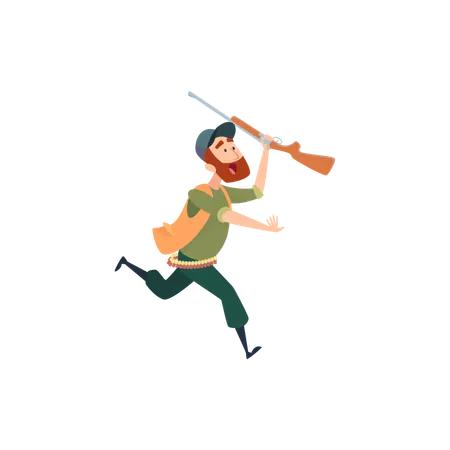 Hunters Sniper Outdoor Human With Weapons Duck Hunting In Action Poses Vector Characters Huntsman Character With Equipment Recreation Shooting Hobby Illustration Illustration