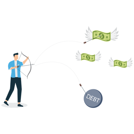 Hunting for Dollars Man Chasing Money with Arrows  Illustration
