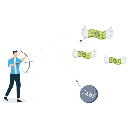 Hunting for Dollars Man Chasing Money with Arrows  Illustration