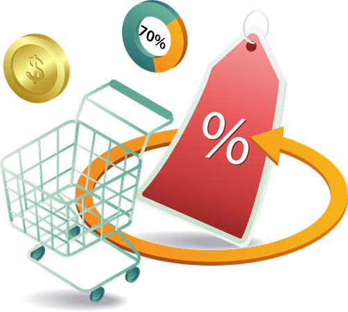 Hunting for online shopping discounts  Illustration