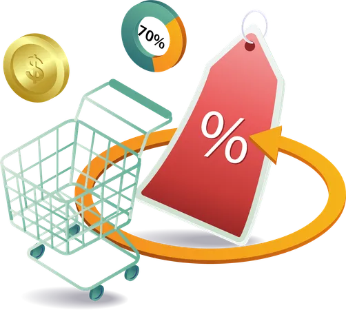 Hunting for online shopping discounts  Illustration