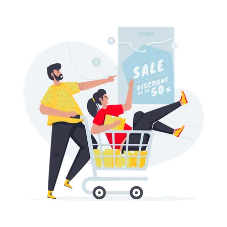 Hunting shopping discount  Illustration
