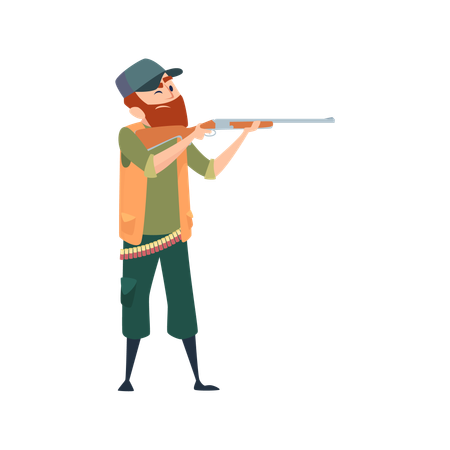 Huntsman shooting with gun  Illustration