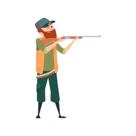 Huntsman shooting with gun  Illustration