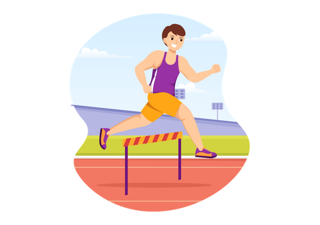 Hurdle Long Jump  Illustration