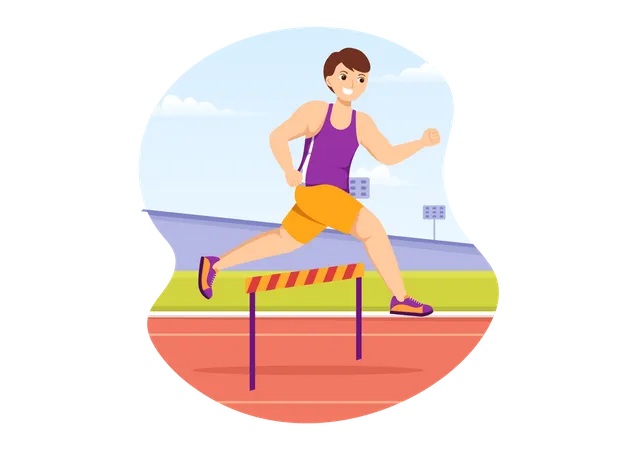 Hurdle Long Jump  Illustration