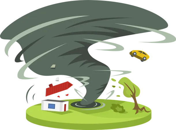 Hurricane in countryside Illustration