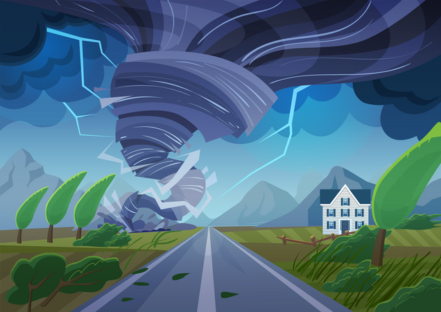 Hurricane moving towards city  Illustration