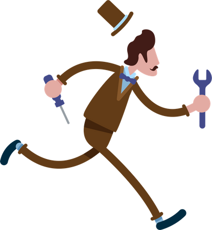 Hurried man with wrench Illustration