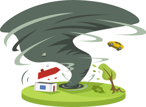 Hurrikan auf dem Land  Illustration