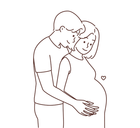Husband and pregnant wife together  イラスト
