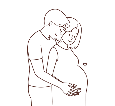 Husband and pregnant wife together  イラスト