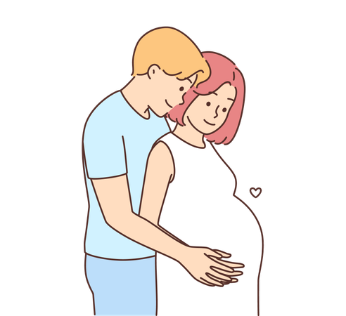 Husband and pregnant wife together  Illustration