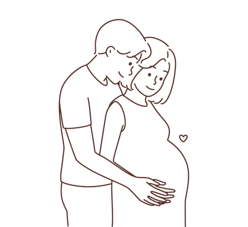 Husband and pregnant wife together  Illustration