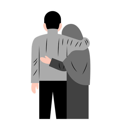 Husband And Wife Consoling Each Other  Illustration