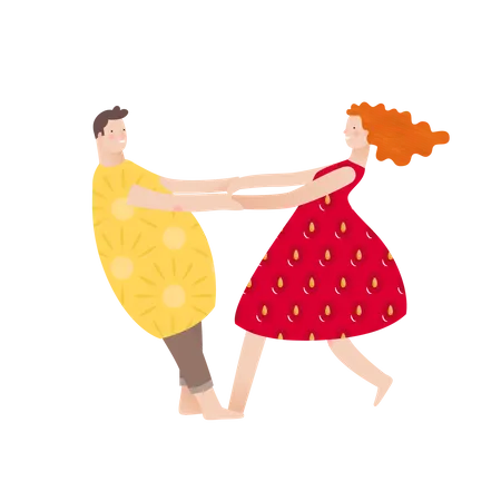 Husband and wife dancing in fruit dress Illustration