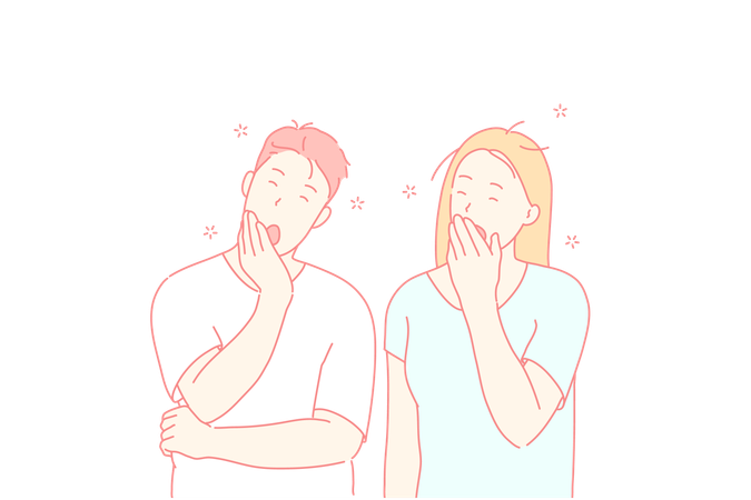 Husband and wife gaping  Illustration