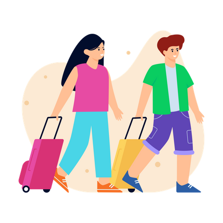 Husband and wife going on vacation  Illustration