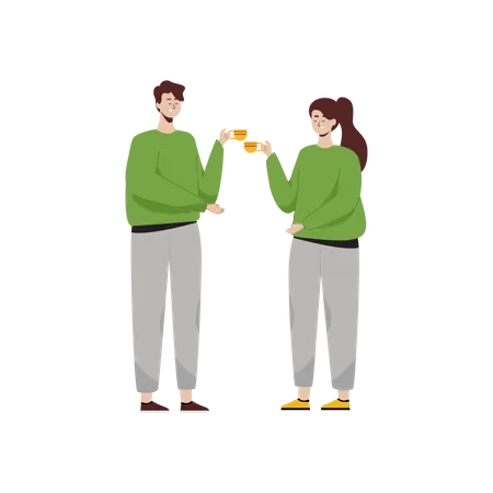 Husband and wife having coffee together Illustration
