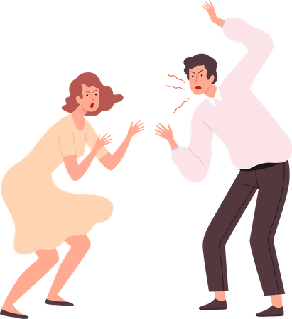 Husband and wife yelling on each other  Illustration