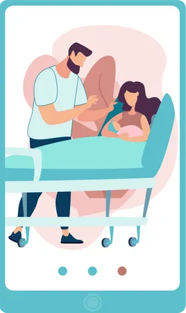 Husband caring his pregnant wife Illustration