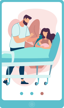 Husband caring his pregnant wife  Illustration