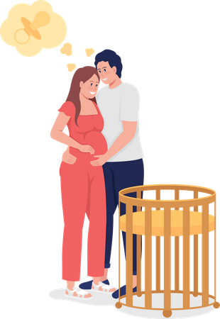 Husband Caring Pregnant Wife  Illustration