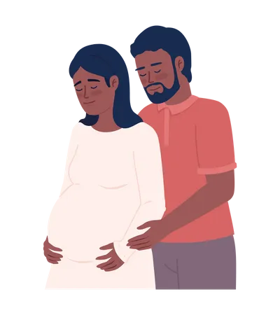 Husband Embracing Expectant Wife From Behind Semi Flat Color Vector Characters Editable Figures Half Body People On White Simple Cartoon Style Spot Illustration For Web Graphic Design And Animation Illustration