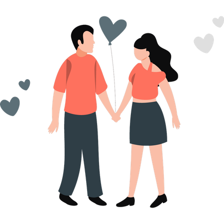 Husband giving balloon to wife  Illustration