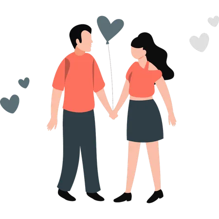 Husband giving balloon to wife  Illustration