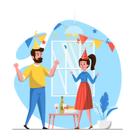 Party Concept Scenes Set Men And Women Dance Celebrate Birthday Have Fun On Vacation On Holiday Festive Event Collection Of People Activities Vector Illustration Of Characters In Flat Design Illustration