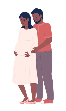 Husband Holding Pregnant Wife Carefully Semi Flat Color Vector Characters Editable Figures Full Body People On White Simple Cartoon Style Spot Illustration For Web Graphic Design And Animation Illustration
