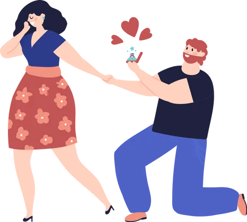 Husband proposing wife Illustration
