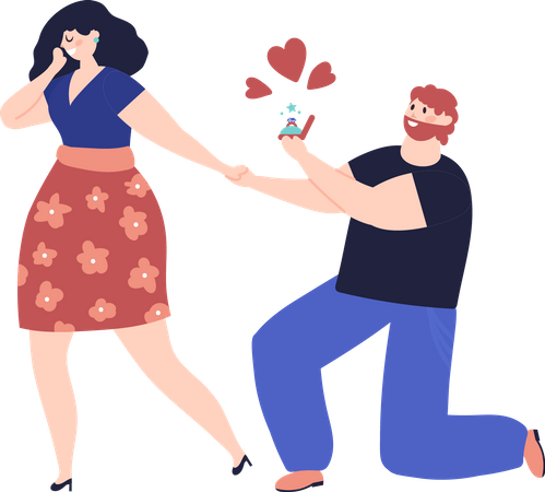 Husband proposing wife  Illustration