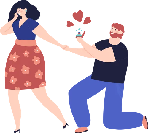 Husband proposing wife  Illustration