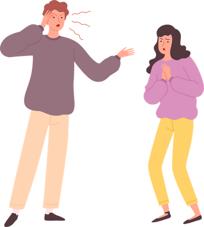 Best Premium Husband shouting on wife Illustration download in PNG & Vector  format