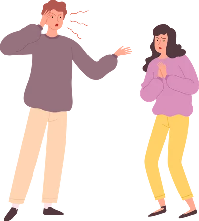 Quarrel People Unhappy Conflict Family Bad Relationship Illustration