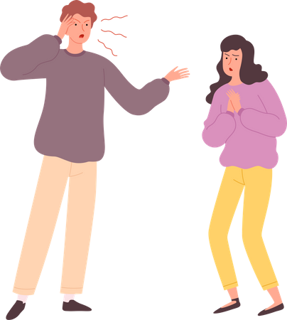 Husband shouting on wife  Illustration