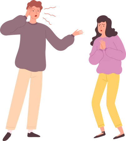 Husband shouting on wife  Illustration