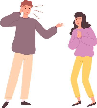 Husband shouting on wife  Illustration
