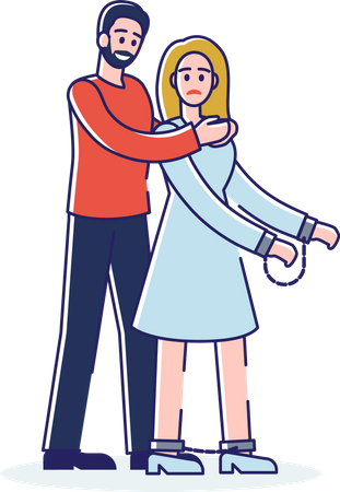 Husband strangling wife neck  Illustration