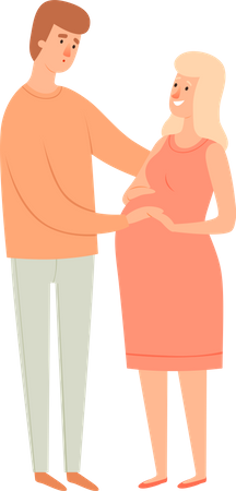 Husband with pregnant wife Illustration